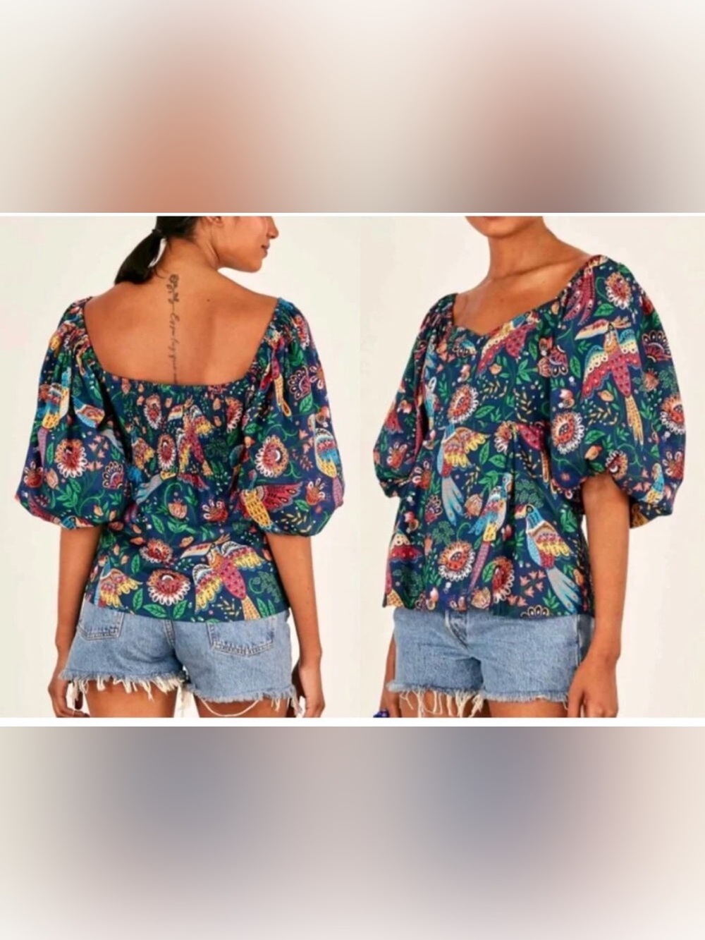 Farm Rio Tropical Birds Blouse small